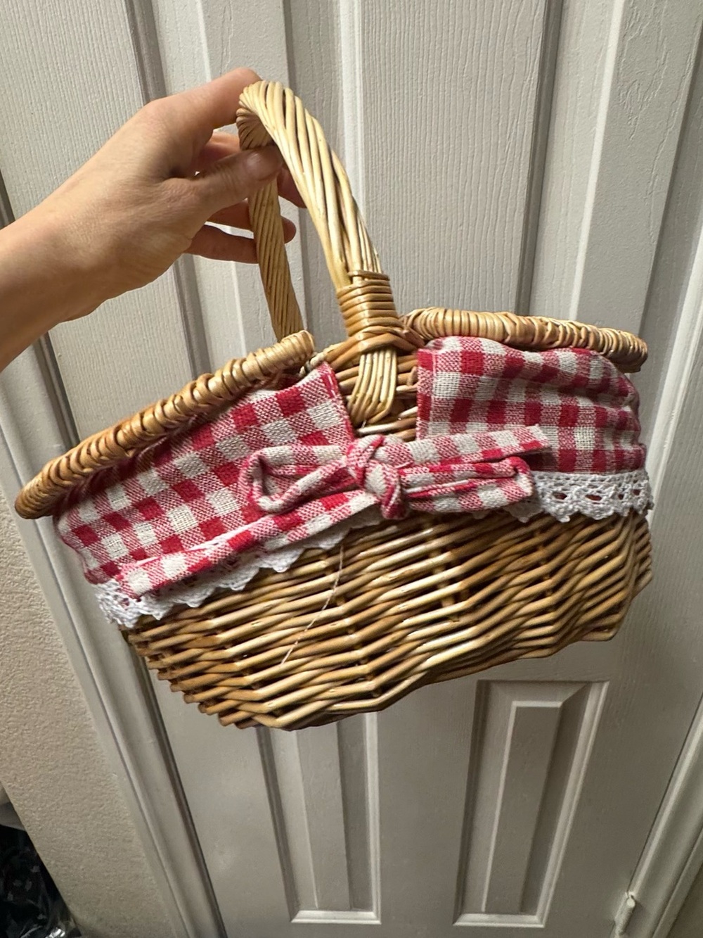 Woven Little Red Roding Hood Basket with Red Gingham Liner